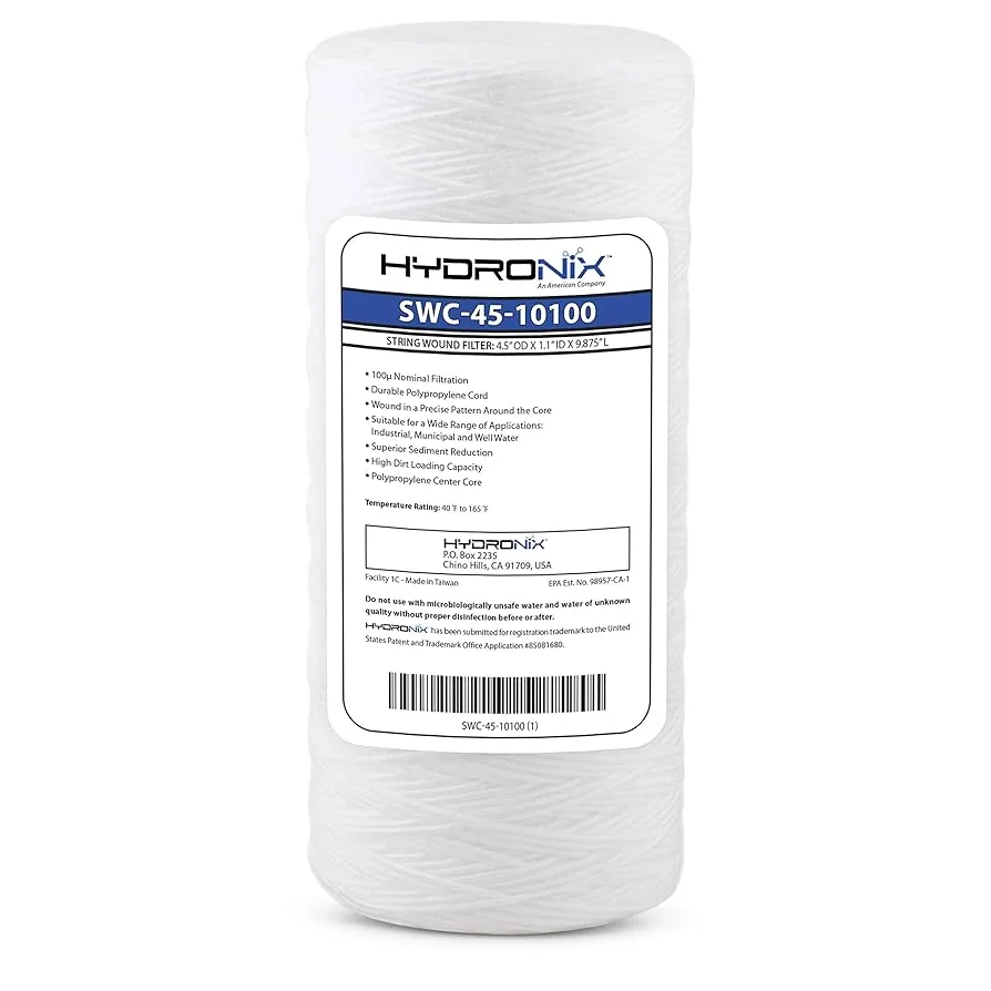 Filtro cartucho Hydronix, polipropileno hilado, 4.5×20″, desde 1 hasta 100 micras.